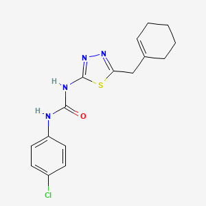 molecular formula C16H17ClN4OS B5639348 1-(4-Chlorophenyl)-3-[5-(cyclohex-1-en-1-ylmethyl)-1,3,4-thiadiazol-2-yl]urea 