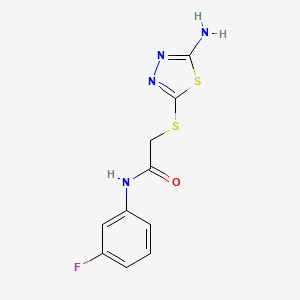 molecular formula C10H9FN4OS2 B5639614 2-((5-Amino-1,3,4-thiadiazol-2-yl)thio)-N-(3-fluorophenyl)acetamide 