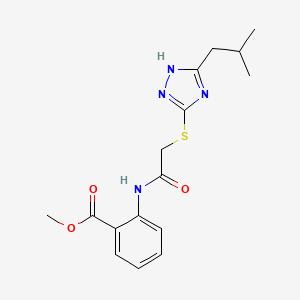 molecular formula C16H20N4O3S B5639885 METHYL 2-(2-{[5-(2-METHYLPROPYL)-4H-1,2,4-TRIAZOL-3-YL]SULFANYL}ACETAMIDO)BENZOATE 