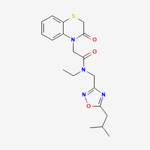 molecular formula C19H24N4O3S B5640007 N-ethyl-N-[(5-isobutyl-1,2,4-oxadiazol-3-yl)methyl]-2-(3-oxo-2,3-dihydro-4H-1,4-benzothiazin-4-yl)acetamide 