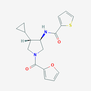 molecular formula C17H18N2O3S B5640008 N-[(3R,4S)-4-cyclopropyl-1-(furan-2-carbonyl)pyrrolidin-3-yl]thiophene-2-carboxamide 