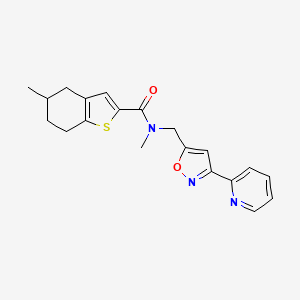 molecular formula C20H21N3O2S B5640087 N,5-dimethyl-N-{[3-(2-pyridinyl)-5-isoxazolyl]methyl}-4,5,6,7-tetrahydro-1-benzothiophene-2-carboxamide 