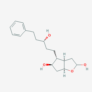 molecular formula C18H26O4 B056401 (3aR,4R,5R,6aS)-4-((R)-3-Hydroxy-5-phenylpentyl)hexahydro-2H-cyclopenta[b]furan-2,5-diol CAS No. 352276-28-9