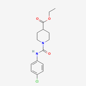 molecular formula C15H19ClN2O3 B5641032 ethyl 1-{[(4-chlorophenyl)amino]carbonyl}-4-piperidinecarboxylate 