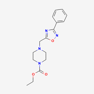 molecular formula C16H20N4O3 B5641068 Ethyl 4-[(3-phenyl-1,2,4-oxadiazol-5-yl)methyl]piperazine-1-carboxylate 