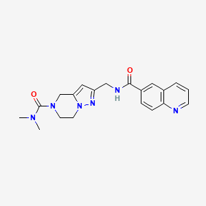 molecular formula C20H22N6O2 B5641123 N-({5-[(dimethylamino)carbonyl]-4,5,6,7-tetrahydropyrazolo[1,5-a]pyrazin-2-yl}methyl)quinoline-6-carboxamide 