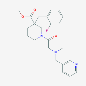 molecular formula C24H30FN3O3 B5641209 Ethyl 3-[(2-fluorophenyl)methyl]-1-[2-[methyl(pyridin-3-ylmethyl)amino]acetyl]piperidine-3-carboxylate 