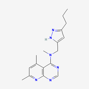 molecular formula C17H22N6 B5641225 N,5,7-trimethyl-N-[(5-propyl-1H-pyrazol-3-yl)methyl]pyrido[2,3-d]pyrimidin-4-amine 