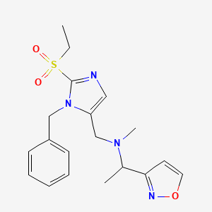 molecular formula C19H24N4O3S B5641386 N-[(3-benzyl-2-ethylsulfonylimidazol-4-yl)methyl]-N-methyl-1-(1,2-oxazol-3-yl)ethanamine 