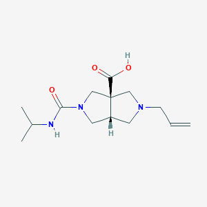 molecular formula C14H23N3O3 B5641900 (3aR,6aR)-5-(propan-2-ylcarbamoyl)-2-prop-2-enyl-3,4,6,6a-tetrahydro-1H-pyrrolo[3,4-c]pyrrole-3a-carboxylic acid 