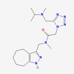 molecular formula C18H30N8O B5642576 N-(1,4,5,6,7,8-hexahydrocyclohepta[c]pyrazol-3-ylmethyl)-N-methyl-2-[5-[[methyl(propan-2-yl)amino]methyl]tetrazol-1-yl]acetamide 