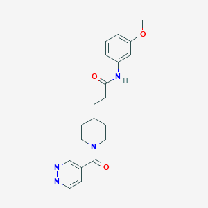 molecular formula C20H24N4O3 B5642797 N-(3-methoxyphenyl)-3-[1-(pyridazin-4-ylcarbonyl)piperidin-4-yl]propanamide 