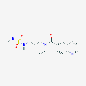 molecular formula C18H24N4O3S B5642975 N,N-dimethyl-N'-{[1-(quinolin-6-ylcarbonyl)piperidin-3-yl]methyl}sulfamide 
