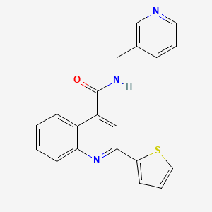molecular formula C20H15N3OS B5643136 N-[(PYRIDIN-3-YL)METHYL]-2-(THIOPHEN-2-YL)QUINOLINE-4-CARBOXAMIDE 