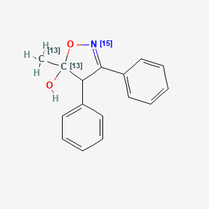 molecular formula C16H15NO2 B564324 4,5-Dihydro-5-methyl-3,4-diphenyl-5-isoxazolol-13C2, 15N CAS No. 1189468-68-5