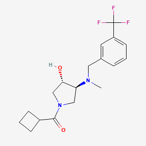 molecular formula C18H23F3N2O2 B5643767 cyclobutyl-[(3S,4S)-3-hydroxy-4-[methyl-[[3-(trifluoromethyl)phenyl]methyl]amino]pyrrolidin-1-yl]methanone 