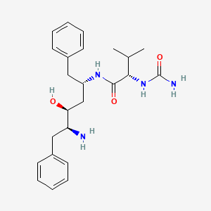 molecular formula C24H34N4O3 B564418 (2S,3S,5S)-2-Amino-3-hydroxy-1,6-diphenylhexane-5-N-carbamoyl-L-valine Amide CAS No. 1356922-07-0