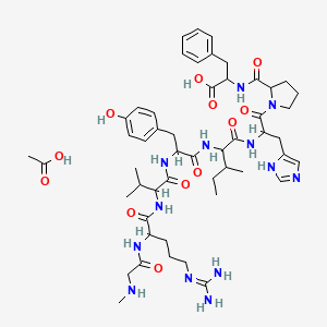 molecular formula C51H75N13O12 B564421 N-Methylglycyl-N~5~-(diaminomethylidene)ornithylvalyltyrosylisoleucylhistidylprolylphenylalanine--acetic acid (1/1) CAS No. 102029-89-0