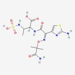 molecular formula C13H20N6O8S2 B564442 2-{[(2Z)-2-{[(1-Amino-2-methyl-1-oxopropan-2-yl)oxy]imino}-2-(2-amino-1,3-thiazol-4-yl)acetyl]amino}-3-(sulfoamino)butanoic acid CAS No. 1219444-93-5