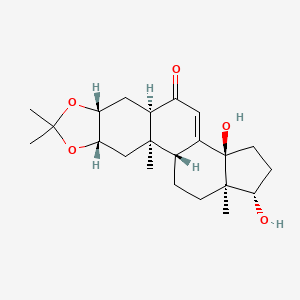molecular formula C22H32O5 B564464 (1R,2R,4S,8R,10R,14R,17S,18R)-14,17-dihydroxy-2,6,6,18-tetramethyl-5,7-dioxapentacyclo[11.7.0.02,10.04,8.014,18]icos-12-en-11-one CAS No. 19892-43-4