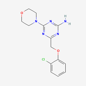 molecular formula C14H16ClN5O2 B5645102 4-[(2-Chlorophenoxy)methyl]-6-(morpholin-4-yl)-1,3,5-triazin-2-amine 