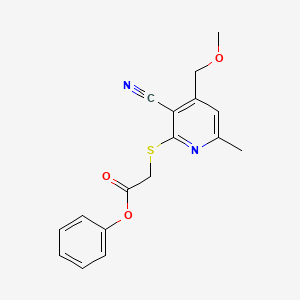 molecular formula C17H16N2O3S B5645456 PHENYL 2-{[3-CYANO-4-(METHOXYMETHYL)-6-METHYLPYRIDIN-2-YL]SULFANYL}ACETATE 