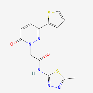 molecular formula C13H11N5O2S2 B5645604 N-(5-methyl-1,3,4-thiadiazol-2-yl)-2-(6-oxo-3-(thiophen-2-yl)pyridazin-1(6H)-yl)acetamide 