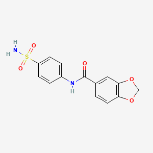 molecular formula C14H12N2O5S B5645677 N-(4-SULFAMOYLPHENYL)-2H-13-BENZODIOXOLE-5-CARBOXAMIDE 