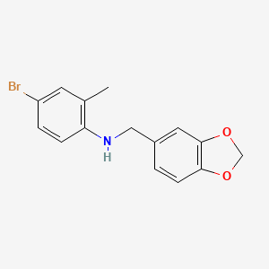 molecular formula C15H14BrNO2 B5645788 N-(1,3-BENZODIOXOL-5-YLMETHYL)-N-(4-BROMO-2-METHYLPHENYL)AMINE 