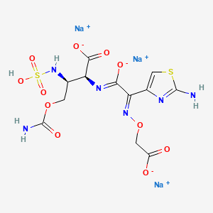 trisodium;(2S,3S)-2-[[(2E)-2-(2-amino-1,3-thiazol-4-yl)-2-(carboxylatomethoxyimino)-1-oxidoethylidene]amino]-4-carbamoyloxy-3-(sulfoamino)butanoate