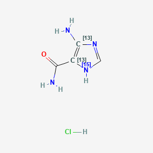 molecular formula C4H7ClN4O B564629 5-Aminoimidazole-4-carboxamide-13C2,15N Hydrochloride Salt CAS No. 1246816-45-4