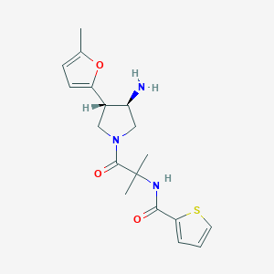molecular formula C18H23N3O3S B5646310 N-[1-[(3R,4S)-3-amino-4-(5-methylfuran-2-yl)pyrrolidin-1-yl]-2-methyl-1-oxopropan-2-yl]thiophene-2-carboxamide 