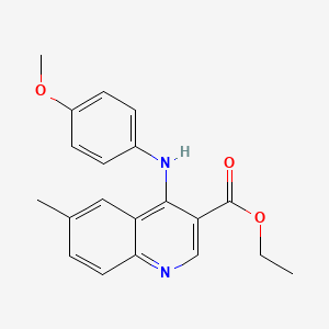 molecular formula C20H20N2O3 B5646461 Ethyl 4-[(4-methoxyphenyl)amino]-6-methylquinoline-3-carboxylate 