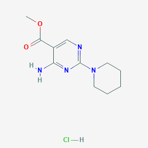 molecular formula C11H17ClN4O2 B056471 Methyl 4-amino-2-(1-piperidinyl)-5-pyrimidinecarboxylate hydrochloride CAS No. 122113-63-7