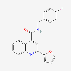molecular formula C21H15FN2O2 B5647528 N-[(4-fluorophenyl)methyl]-2-(furan-2-yl)quinoline-4-carboxamide 