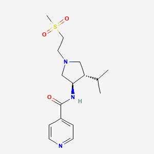 molecular formula C16H25N3O3S B5647906 N-[(3R,4S)-1-(2-methylsulfonylethyl)-4-propan-2-ylpyrrolidin-3-yl]pyridine-4-carboxamide 