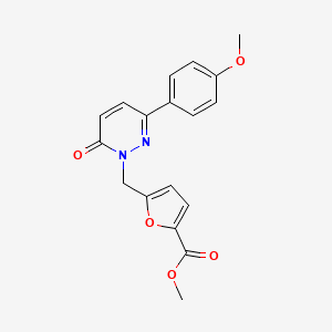 molecular formula C18H16N2O5 B5648391 methyl 5-((3-(4-methoxyphenyl)-6-oxopyridazin-1(6H)-yl)methyl)furan-2-carboxylate 