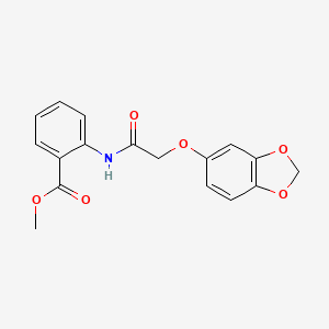 molecular formula C17H15NO6 B5648526 METHYL 2-{[2-(1,3-BENZODIOXOL-5-YLOXY)ACETYL]AMINO}BENZOATE 