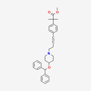 molecular formula C33H37NO3 B564879 4-[4-[4-(Diphenylmethoxy)-1-piperidinyl]-1-butyne]-alpha,alpha-dimethyl-benzeneacetic Acid Methyl Ester CAS No. 1159977-33-9