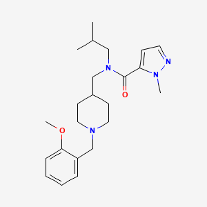 molecular formula C23H34N4O2 B5649061 N-[[1-[(2-methoxyphenyl)methyl]piperidin-4-yl]methyl]-2-methyl-N-(2-methylpropyl)pyrazole-3-carboxamide 