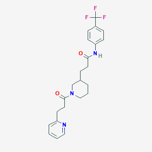 molecular formula C23H26F3N3O2 B5649186 3-[1-(3-pyridin-2-ylpropanoyl)piperidin-3-yl]-N-[4-(trifluoromethyl)phenyl]propanamide 