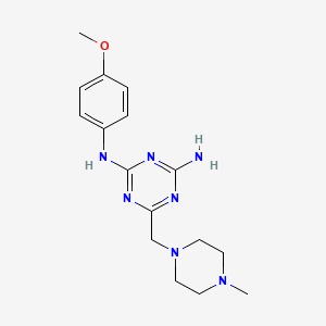 molecular formula C16H23N7O B5649721 (6E)-6-[(4-methoxyphenyl)imino]-4-[(4-methylpiperazin-1-yl)methyl]-1,6-dihydro-1,3,5-triazin-2-amine 