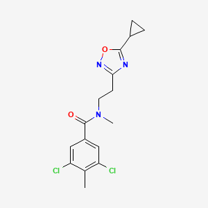 3,5-dichloro-N-[2-(5-cyclopropyl-1,2,4-oxadiazol-3-yl)ethyl]-N,4-dimethylbenzamide