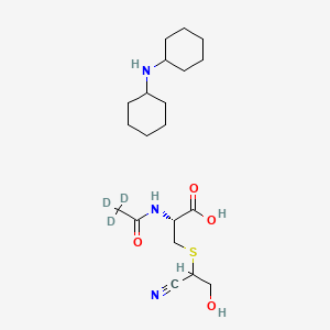 molecular formula C20H35N3O4S B564983 N-(Acetyl-d3)-S-(1-cyano-2-hydroxyethyl)cysteine Dicyclohexylamine Salt CAS No. 1356017-48-5