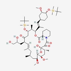 molecular formula C56H99NO14Si2 B564992 (1R,9S,12S,13S,14S,17R,18E,21S,23S,24R,25R,27R)-14-[Tert-butyl(dimethyl)silyl]oxy-12-[(E)-1-[(1R,3S,4R)-4-[tert-butyl(dimethyl)silyl]oxy-3-methoxycyclohexyl]prop-1-en-2-yl]-17-(2,3-dihydroxypropyl)-1-hydroxy-23,25-dimethoxy-13,19,21,27-tetramethyl-11,28-dioxa-4-azatricyclo[22.3.1.04,9]octacos-18-ene-2,3,10,16-tetrone CAS No. 1356932-17-6