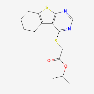 molecular formula C15H18N2O2S2 B5650527 Propan-2-yl (5,6,7,8-tetrahydro[1]benzothieno[2,3-d]pyrimidin-4-ylsulfanyl)acetate 