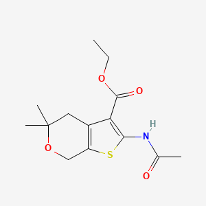 molecular formula C14H19NO4S B5650642 ETHYL 2-ACETAMIDO-5,5-DIMETHYL-4H,5H,7H-THIENO[2,3-C]PYRAN-3-CARBOXYLATE 