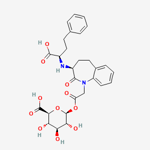 molecular formula C28H32N2O11 B565066 1-O-{[(3S)-3-{[(1R)-1-Carboxy-3-phenylpropyl]amino}-2-oxo-2,3,4,5-tetrahydro-1H-1-benzazepin-1-yl]acetyl}-beta-D-glucopyranuronic acid CAS No. 1240792-52-2