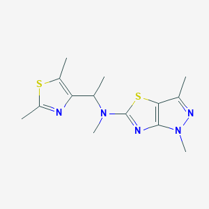 molecular formula C14H19N5S2 B5651163 N-[1-(2,5-dimethyl-1,3-thiazol-4-yl)ethyl]-N,1,3-trimethyl-1H-pyrazolo[3,4-d][1,3]thiazol-5-amine 