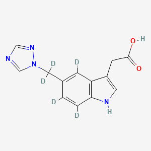 molecular formula C13H12N4O2 B565165 Triazolomethylindole-3-acetic Acid-d5 CAS No. 1216889-22-3